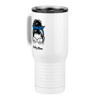 Thumbnail for Personalized Messy Bun Travel Coffee Mug Tumbler with Handle (20 oz) - Hockey Mom - Front Left View