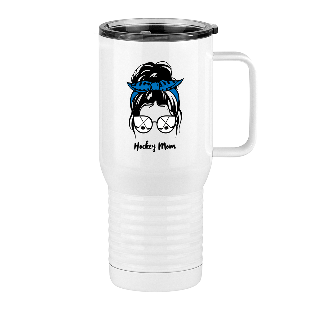 Personalized Messy Bun Travel Coffee Mug Tumbler with Handle (20 oz) - Hockey Mom - Right View