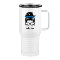 Thumbnail for Personalized Messy Bun Travel Coffee Mug Tumbler with Handle (20 oz) - Hockey Mom - Right View