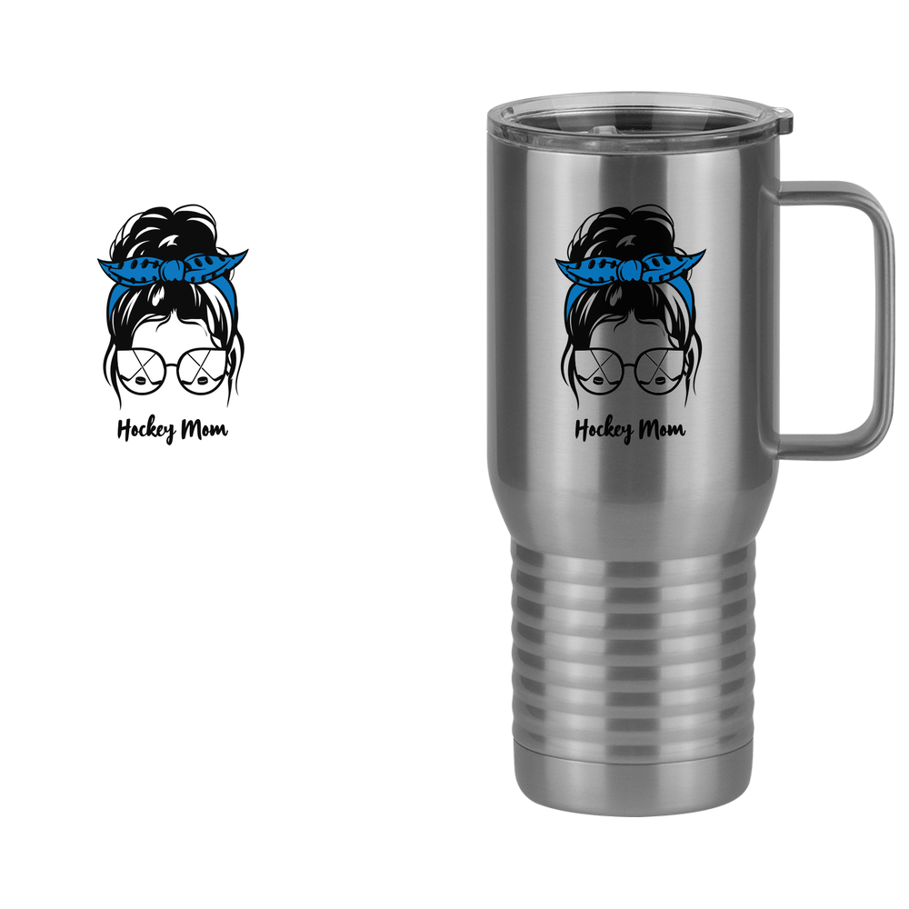 Personalized Messy Bun Travel Coffee Mug Tumbler with Handle (20 oz) - Hockey Mom - Design View
