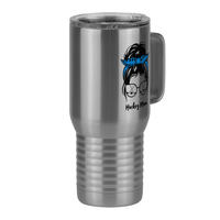 Thumbnail for Personalized Messy Bun Travel Coffee Mug Tumbler with Handle (20 oz) - Hockey Mom - Front Right View