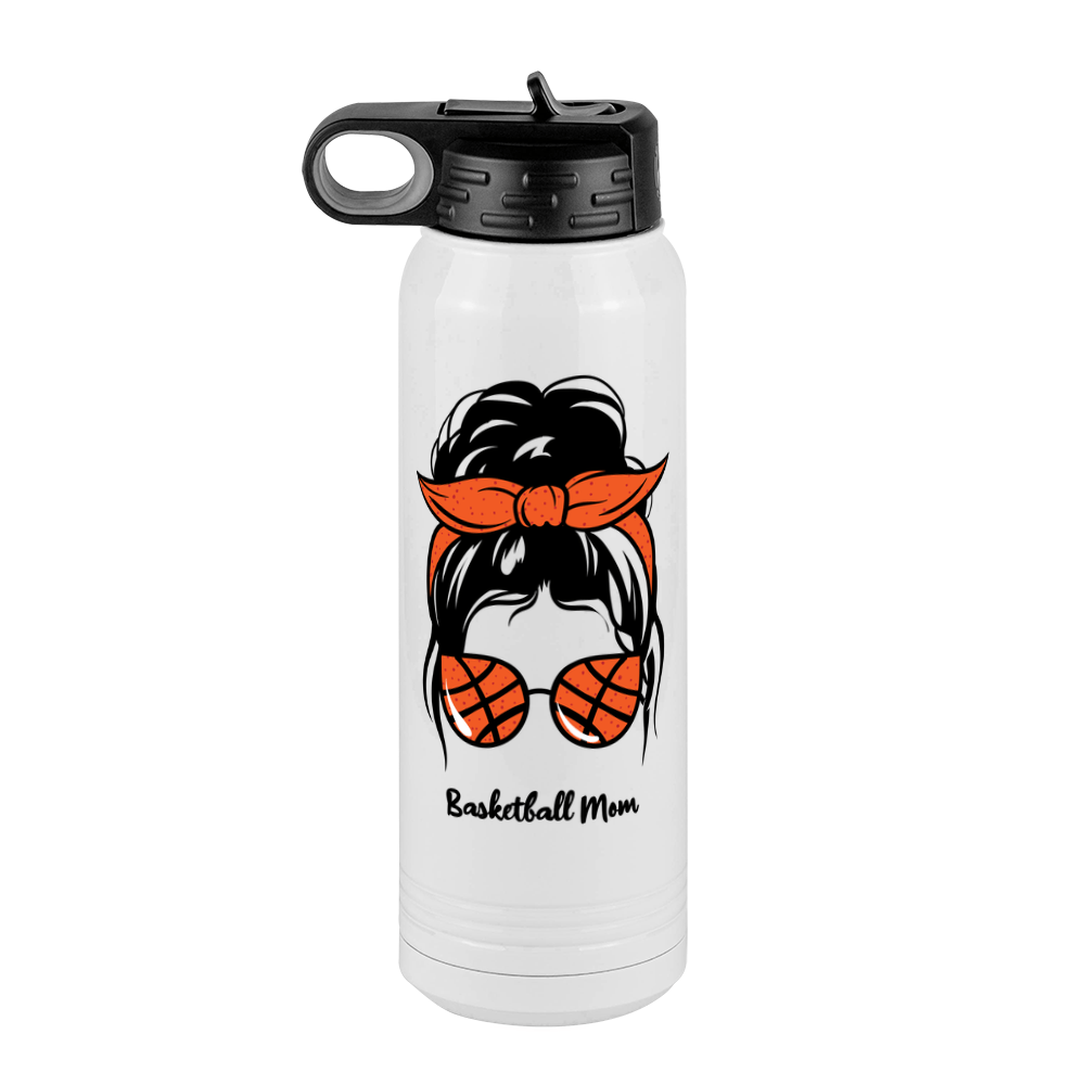 Personalized Messy Bun Water Bottle (30 oz) - Basketball Mom - Front View