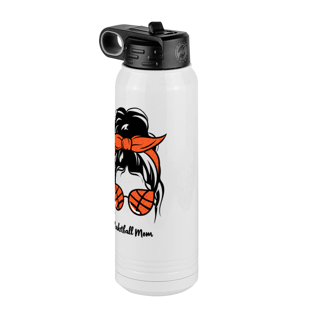 Personalized Messy Bun Water Bottle (30 oz) - Basketball Mom - Front Right View