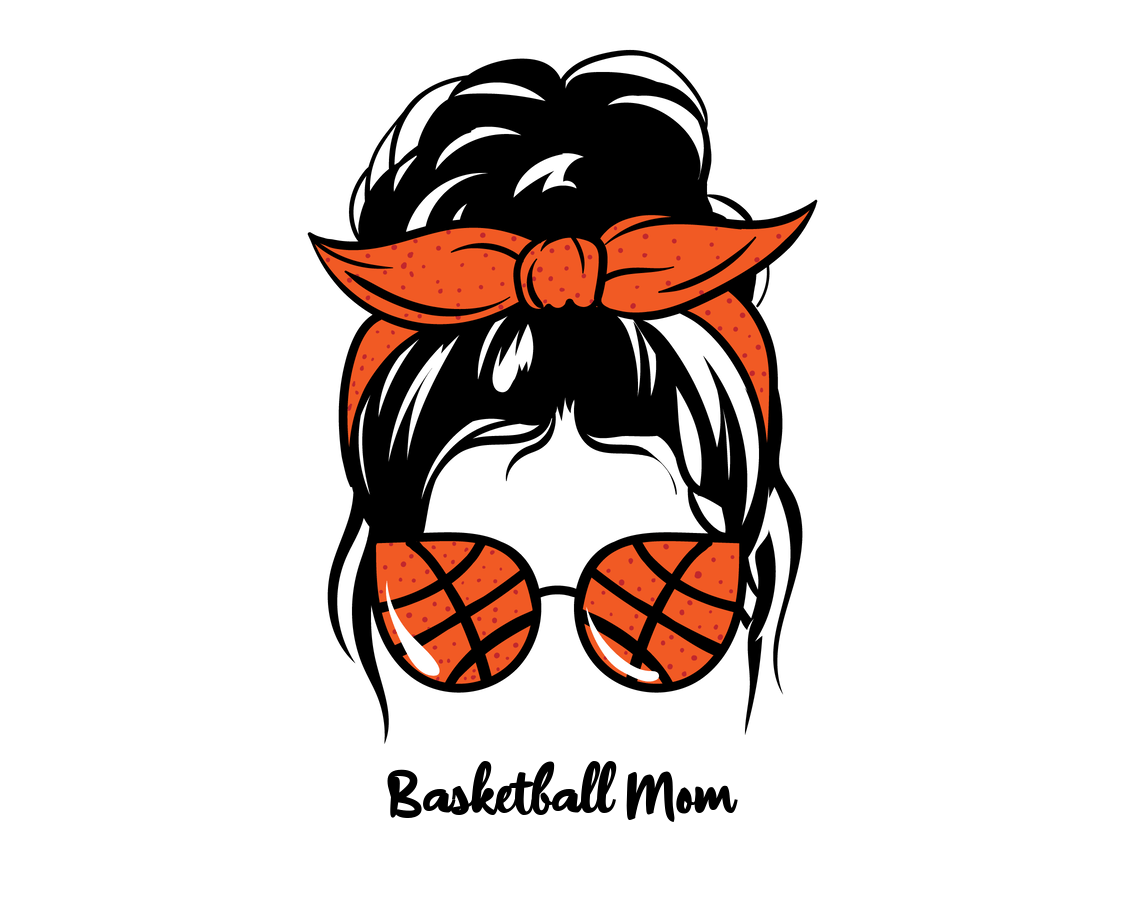 Personalized Messy Bun Water Bottle (30 oz) - Basketball Mom - Graphic View