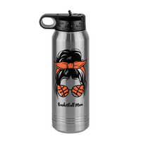 Thumbnail for Personalized Messy Bun Water Bottle (30 oz) - Basketball Mom - Front View