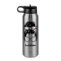 Thumbnail for Personalized Messy Bun Water Bottle (30 oz) - Baseball Mom - Front View