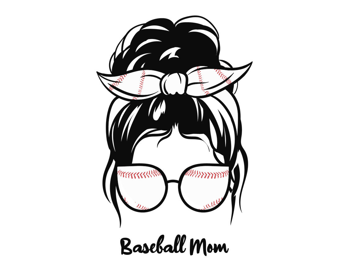 Personalized Messy Bun Water Bottle (30 oz) - Baseball Mom - Graphic View