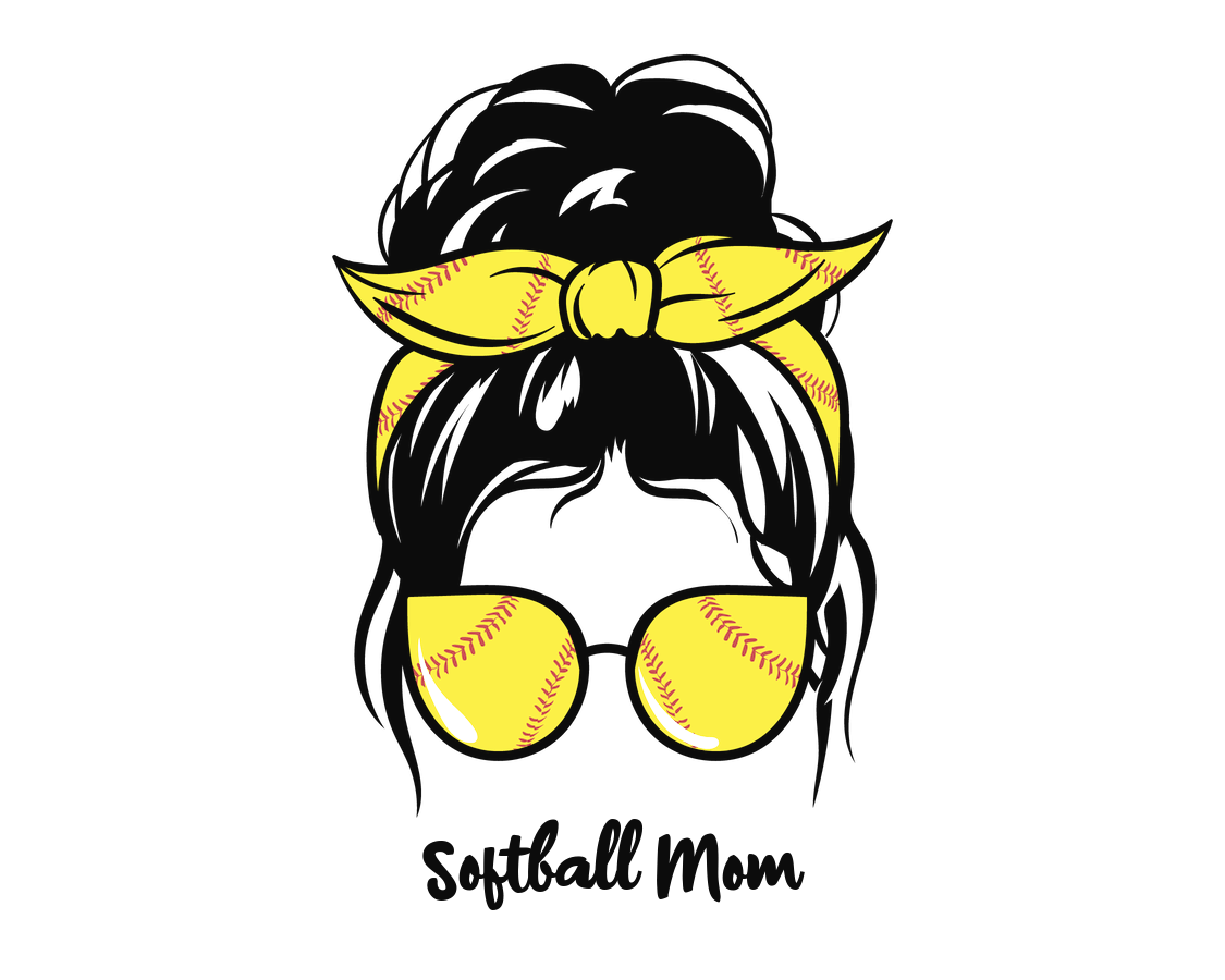 Personalized Messy Bun Water Bottle (30 oz) - Softball Mom - Graphic View
