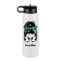 Thumbnail for Personalized Messy Bun Water Bottle (30 oz) - Soccer Mom - Front View