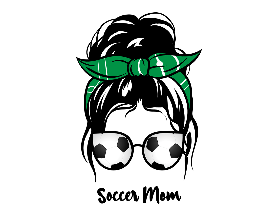 Personalized Messy Bun Water Bottle (30 oz) - Soccer Mom - Graphic View