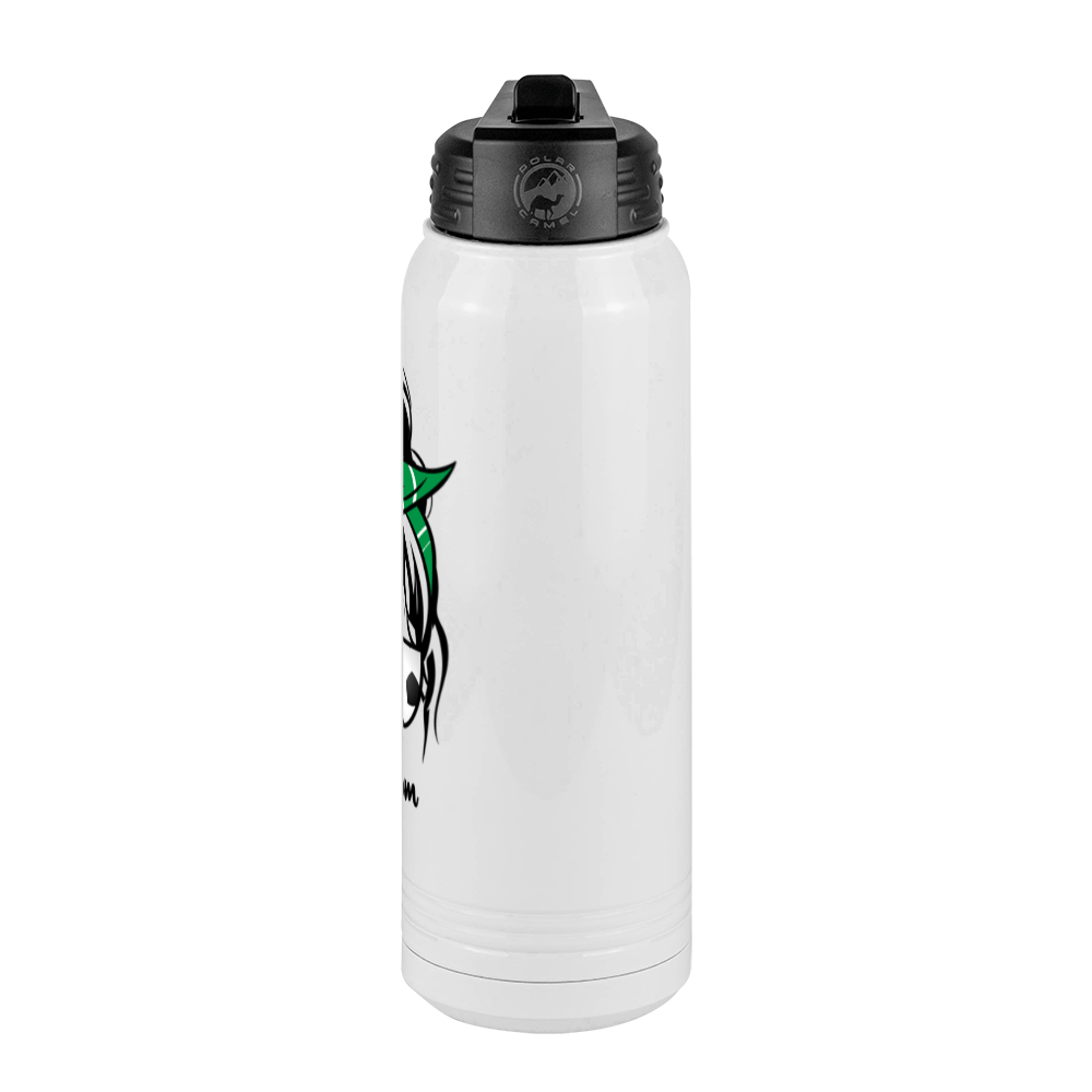 Personalized Messy Bun Water Bottle (30 oz) - Soccer Mom - Right View