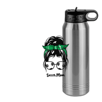 Thumbnail for Personalized Messy Bun Water Bottle (30 oz) - Soccer Mom - Design View