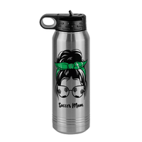 Thumbnail for Personalized Messy Bun Water Bottle (30 oz) - Soccer Mom - Front View