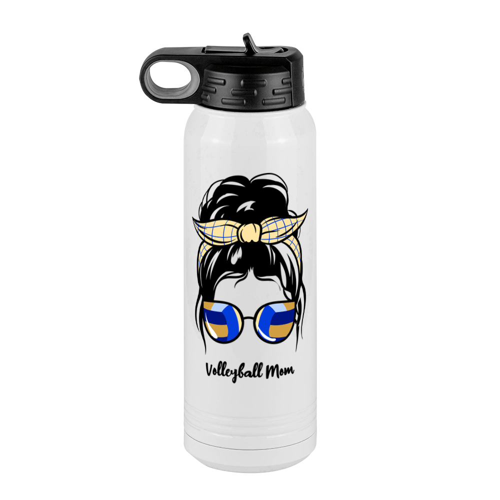 Personalized Messy Bun Water Bottle (30 oz) - Volleyball Mom - Front View