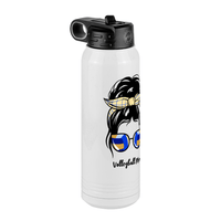 Thumbnail for Personalized Messy Bun Water Bottle (30 oz) - Volleyball Mom - Front Left View