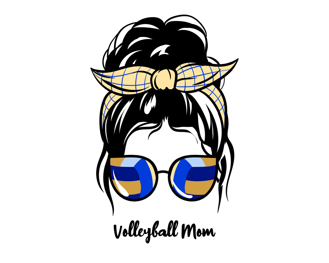Personalized Messy Bun Water Bottle (30 oz) - Volleyball Mom - Graphic View