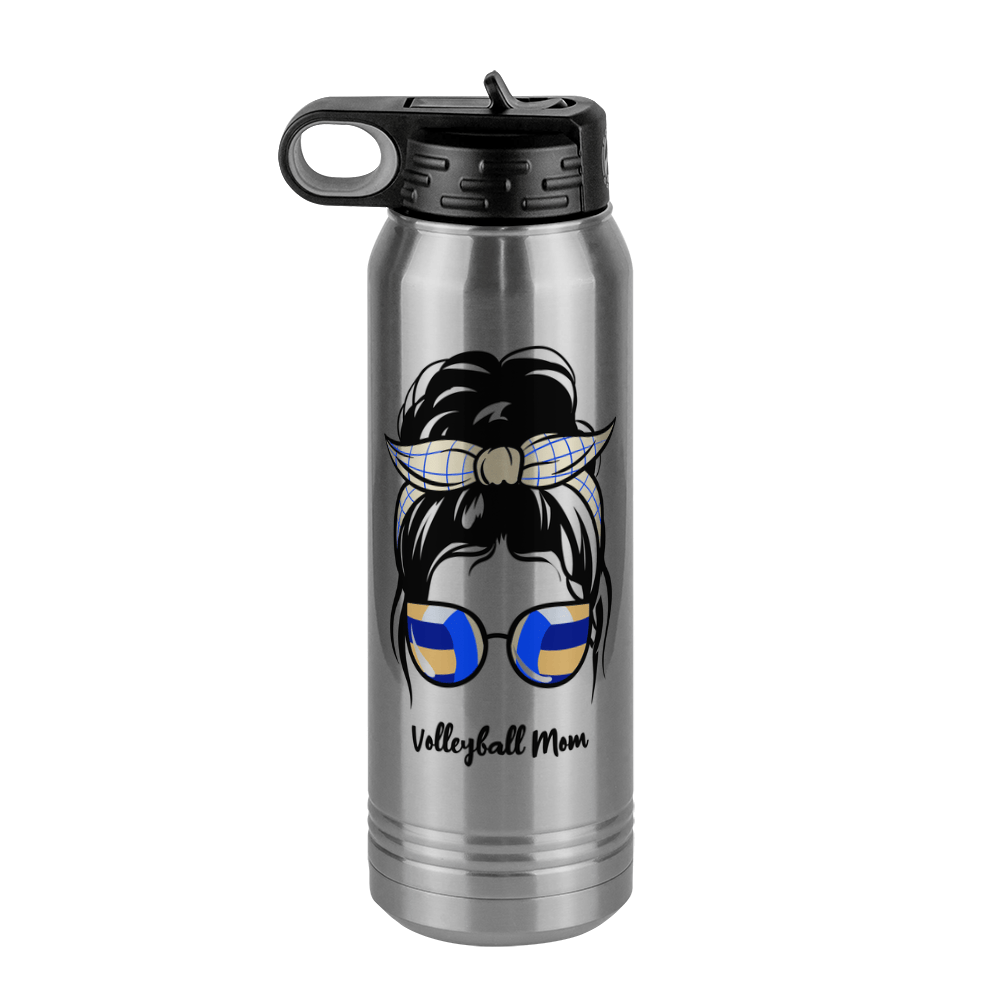 Personalized Messy Bun Water Bottle (30 oz) - Volleyball Mom - Front View