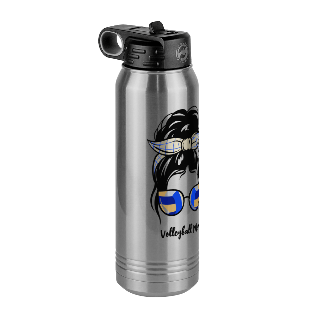 Personalized Messy Bun Water Bottle (30 oz) - Volleyball Mom - Front Left View