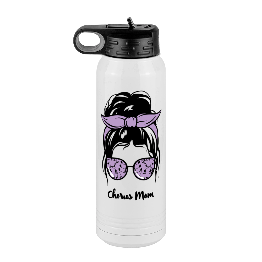 Personalized Messy Bun Water Bottle (30 oz) - Chorus Mom - Front View