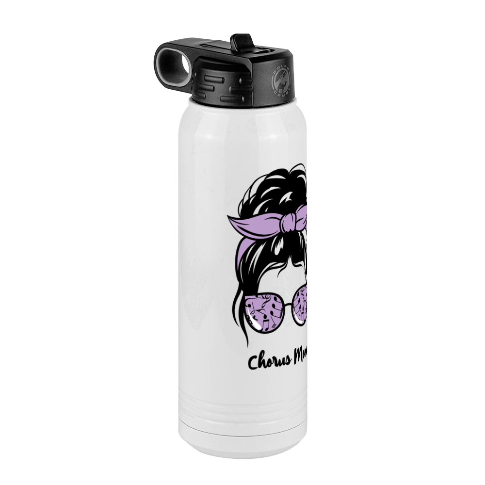 Personalized Messy Bun Water Bottle (30 oz) - Chorus Mom - Front Left View