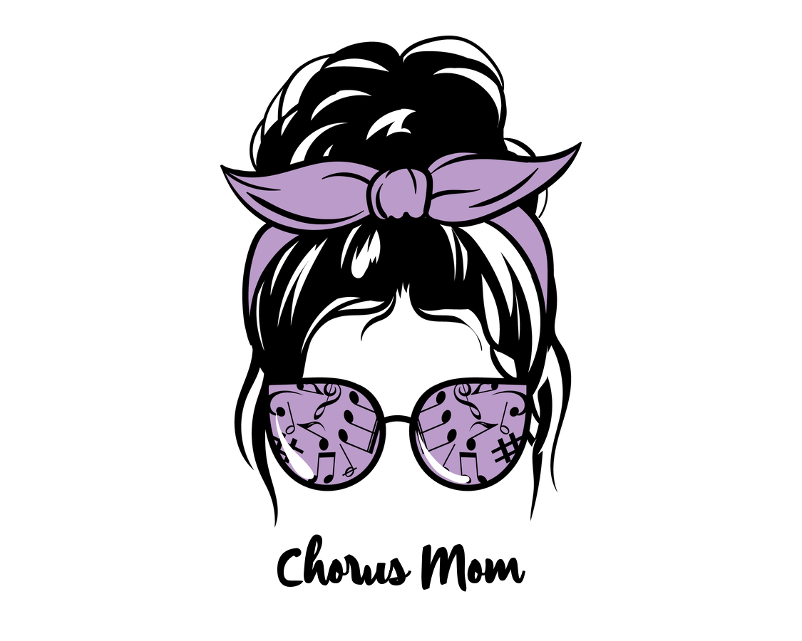Personalized Messy Bun Water Bottle (30 oz) - Chorus Mom - Graphic View