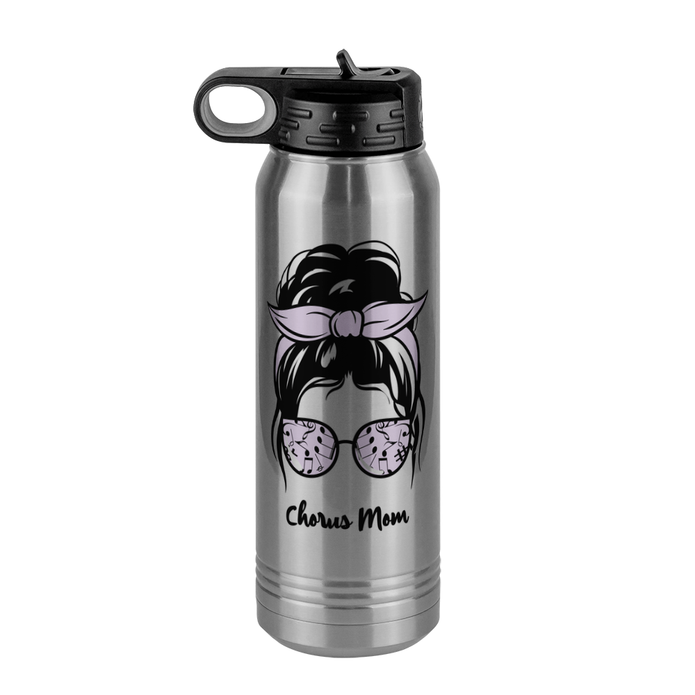 Personalized Messy Bun Water Bottle (30 oz) - Chorus Mom - Front View