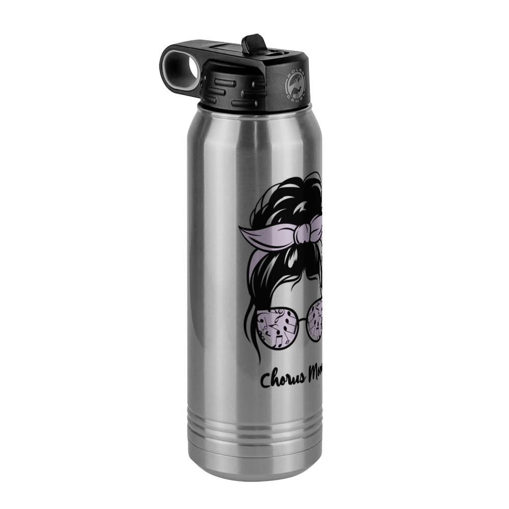 Personalized Messy Bun Water Bottle (30 oz) - Chorus Mom - Front Left View