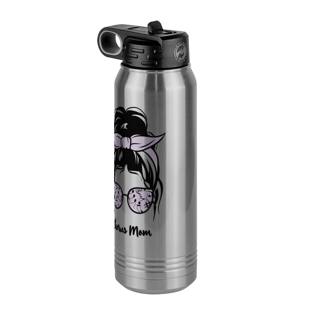 Personalized Messy Bun Water Bottle (30 oz) - Chorus Mom - Front Right View