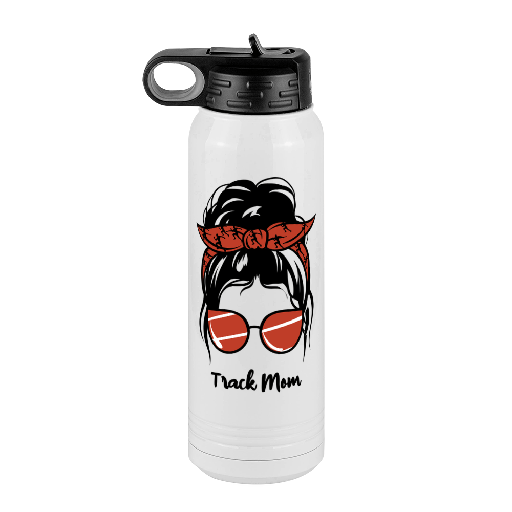 Personalized Messy Bun Water Bottle (30 oz) - Track Mom - Front View