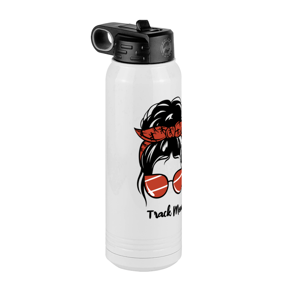 Personalized Messy Bun Water Bottle (30 oz) - Track Mom - Front Left View