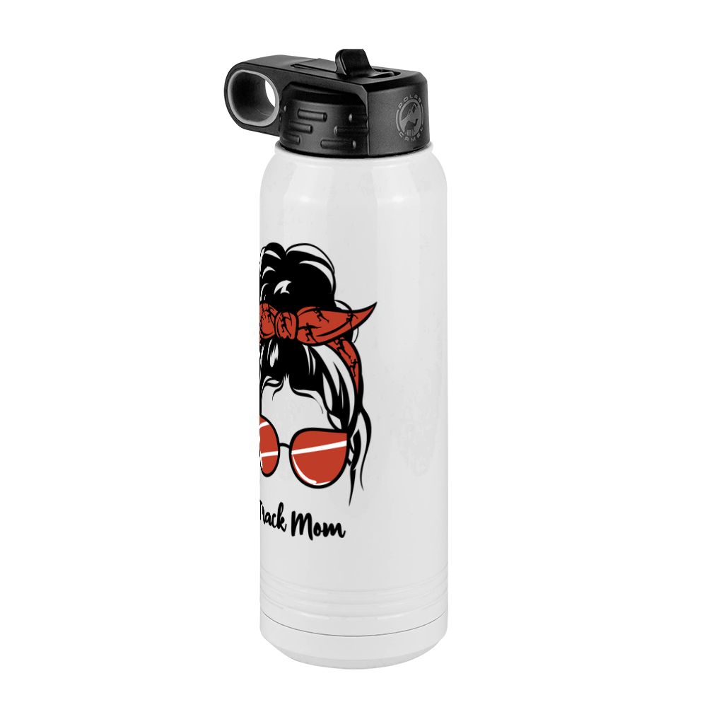 Personalized Messy Bun Water Bottle (30 oz) - Track Mom - Front Right View
