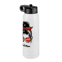 Thumbnail for Personalized Messy Bun Water Bottle (30 oz) - Track Mom - Front Right View