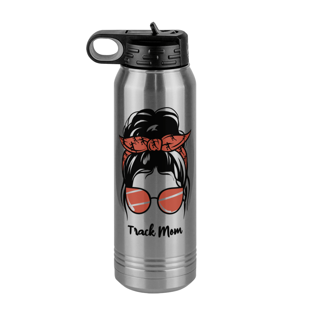 Personalized Messy Bun Water Bottle (30 oz) - Track Mom - Front View