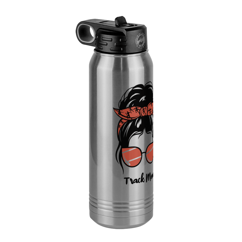 Personalized Messy Bun Water Bottle (30 oz) - Track Mom - Front Left View