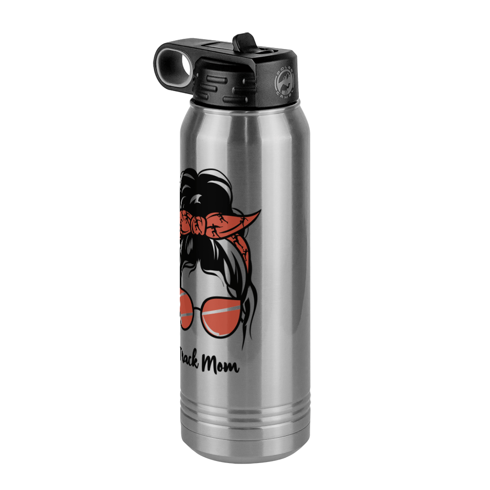 Personalized Messy Bun Water Bottle (30 oz) - Track Mom - Front Right View