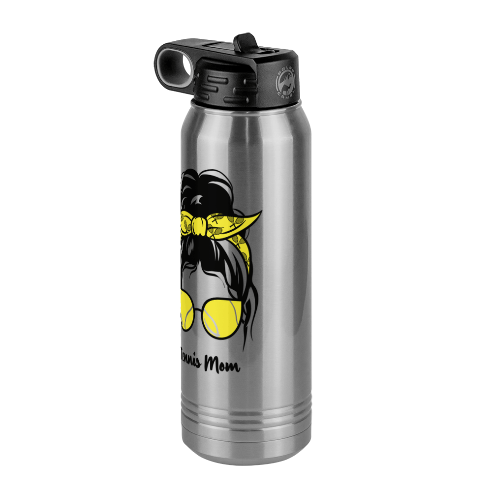Personalized Messy Bun Water Bottle (30 oz) - Tennis Mom - Front Right View