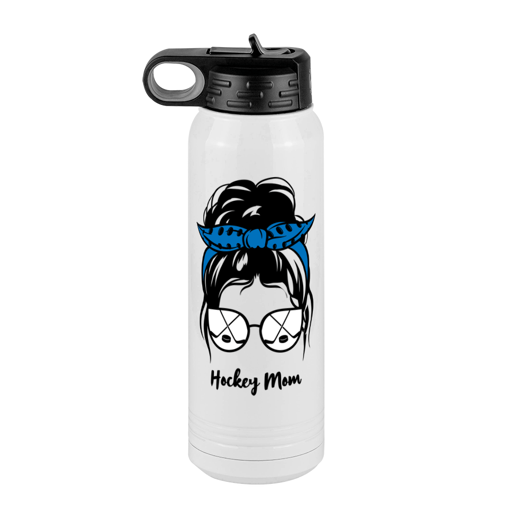 Personalized Messy Bun Water Bottle (30 oz) - Hockey Mom - Front View