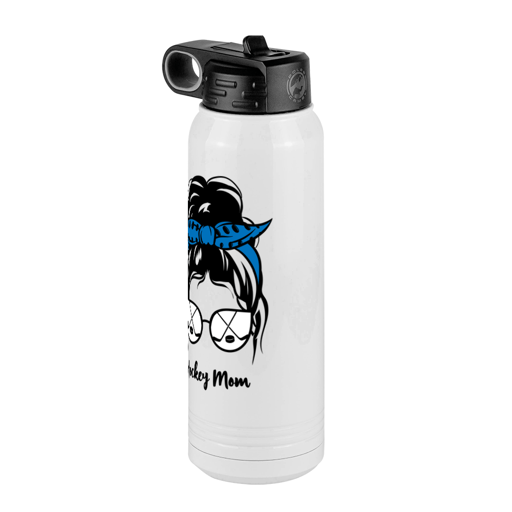 Personalized Messy Bun Water Bottle (30 oz) - Hockey Mom - Front Right View