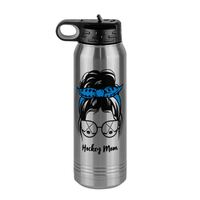 Thumbnail for Personalized Messy Bun Water Bottle (30 oz) - Hockey Mom - Front View