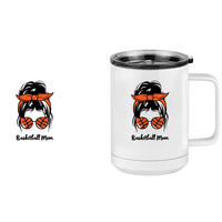 Thumbnail for Personalized Messy Bun Coffee Mug Tumbler with Handle (15 oz) - Basketball Mom - Design View