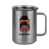 Thumbnail for Personalized Messy Bun Coffee Mug Tumbler with Handle (15 oz) - Basketball Mom - Right View