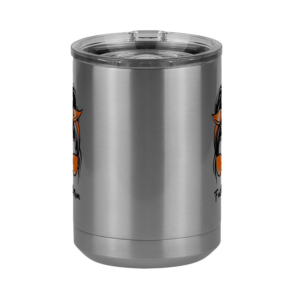 Personalized Messy Bun Coffee Mug Tumbler with Handle (15 oz) - Football Mom - Front View