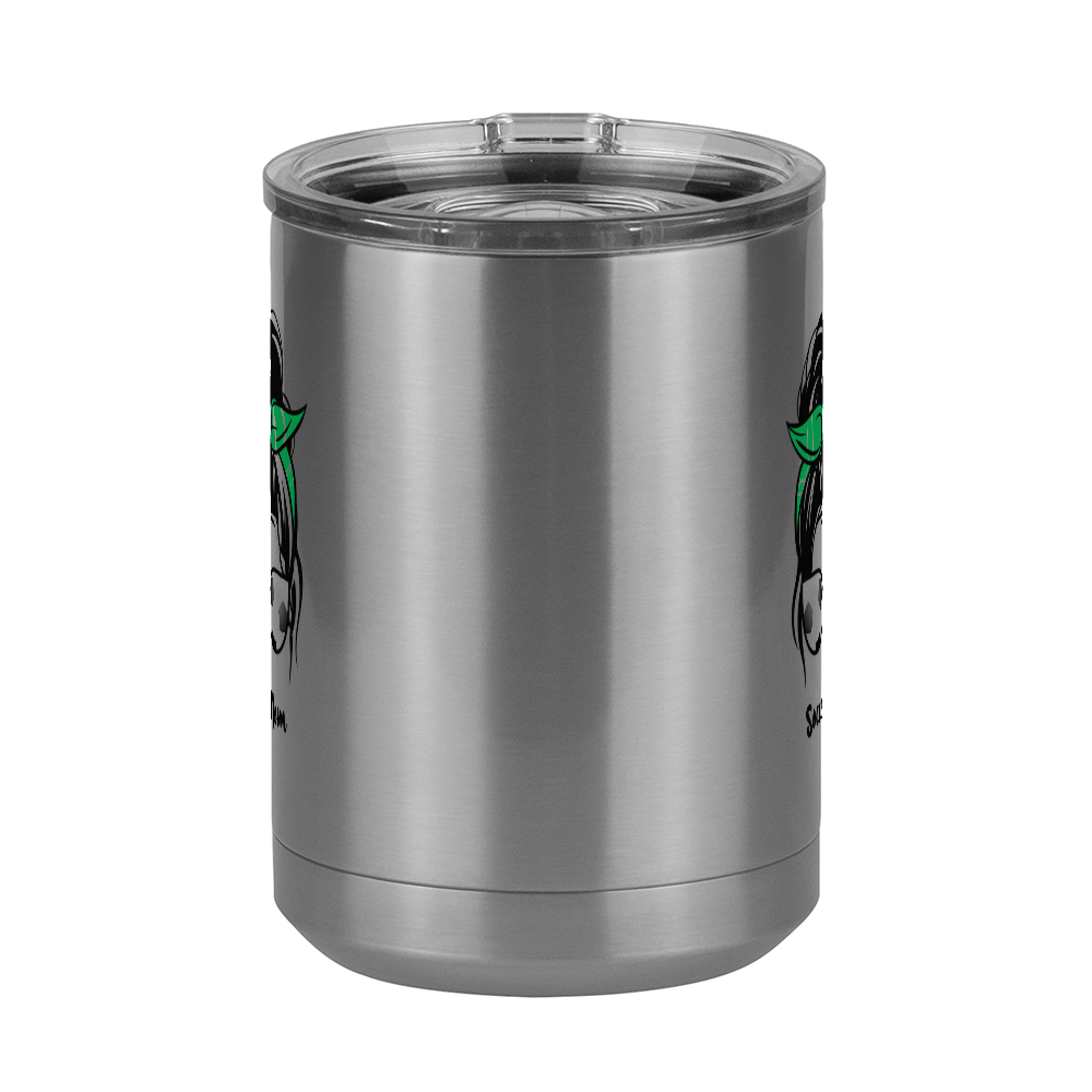 Personalized Messy Bun Coffee Mug Tumbler with Handle (15 oz) - Soccer Mom - Front View