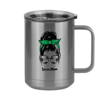Thumbnail for Personalized Messy Bun Coffee Mug Tumbler with Handle (15 oz) - Soccer Mom - Right View