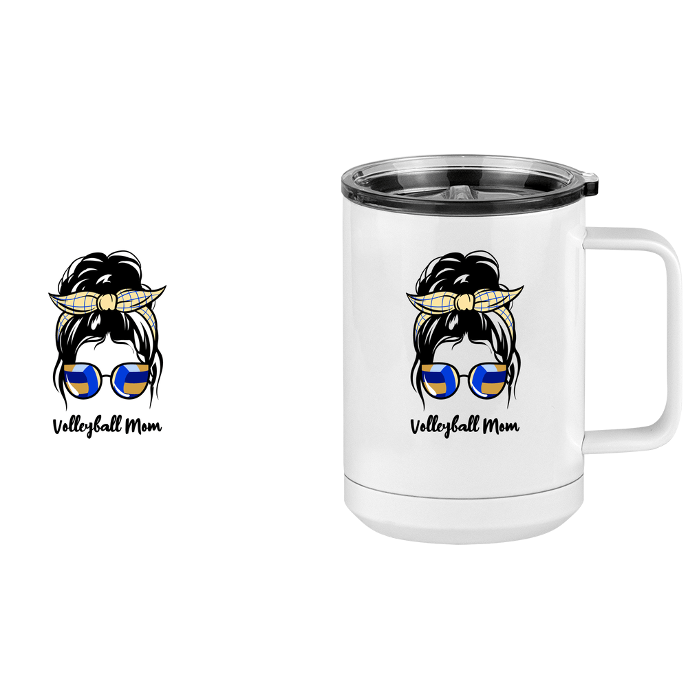 Personalized Messy Bun Coffee Mug Tumbler with Handle (15 oz) - Volleyball Mom - Design View