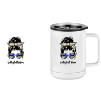 Thumbnail for Personalized Messy Bun Coffee Mug Tumbler with Handle (15 oz) - Volleyball Mom - Design View