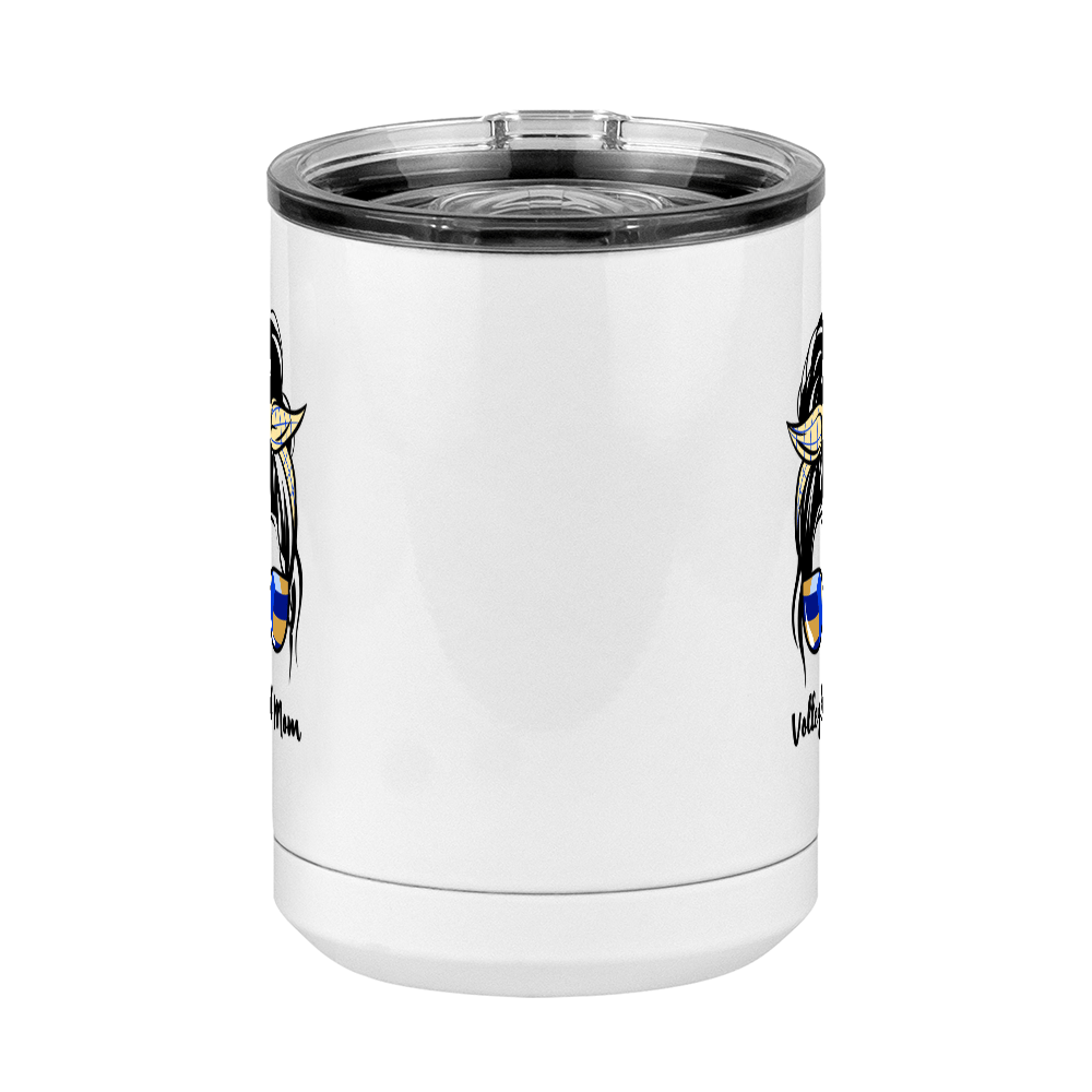 Personalized Messy Bun Coffee Mug Tumbler with Handle (15 oz) - Volleyball Mom - Front View