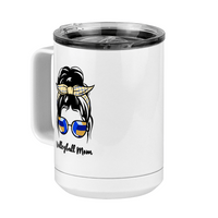 Thumbnail for Personalized Messy Bun Coffee Mug Tumbler with Handle (15 oz) - Volleyball Mom - Front Left View