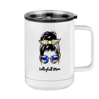 Thumbnail for Personalized Messy Bun Coffee Mug Tumbler with Handle (15 oz) - Volleyball Mom - Right View