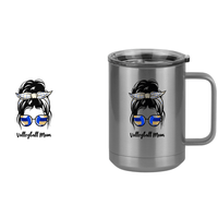 Thumbnail for Personalized Messy Bun Coffee Mug Tumbler with Handle (15 oz) - Volleyball Mom - Design View